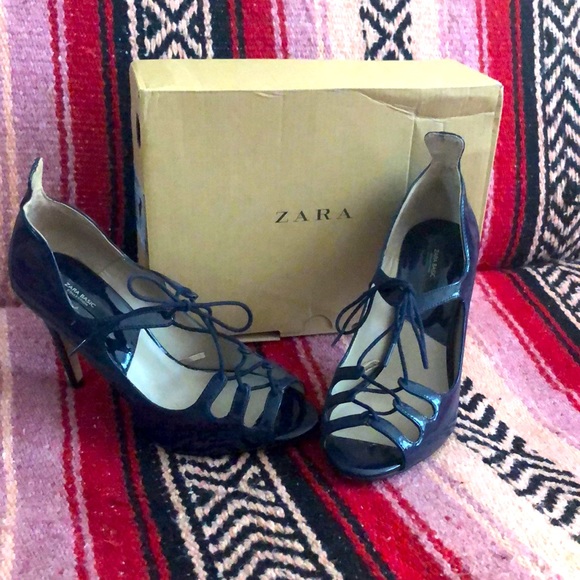 Zara Patent Lace-Up Sandals - Picture 1 of 6